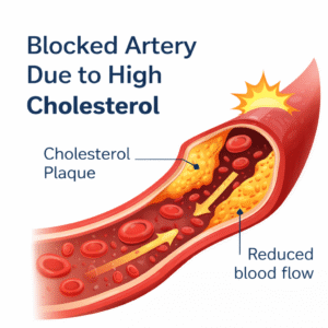 blocked artery due to high cholesterol