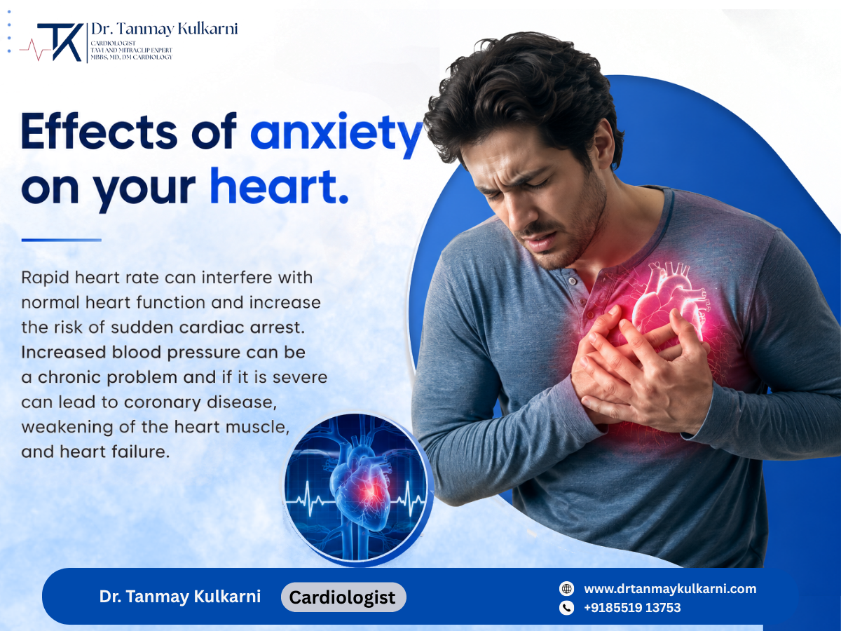 Man holding chest pain illustrating effects of anxiety on heart health.