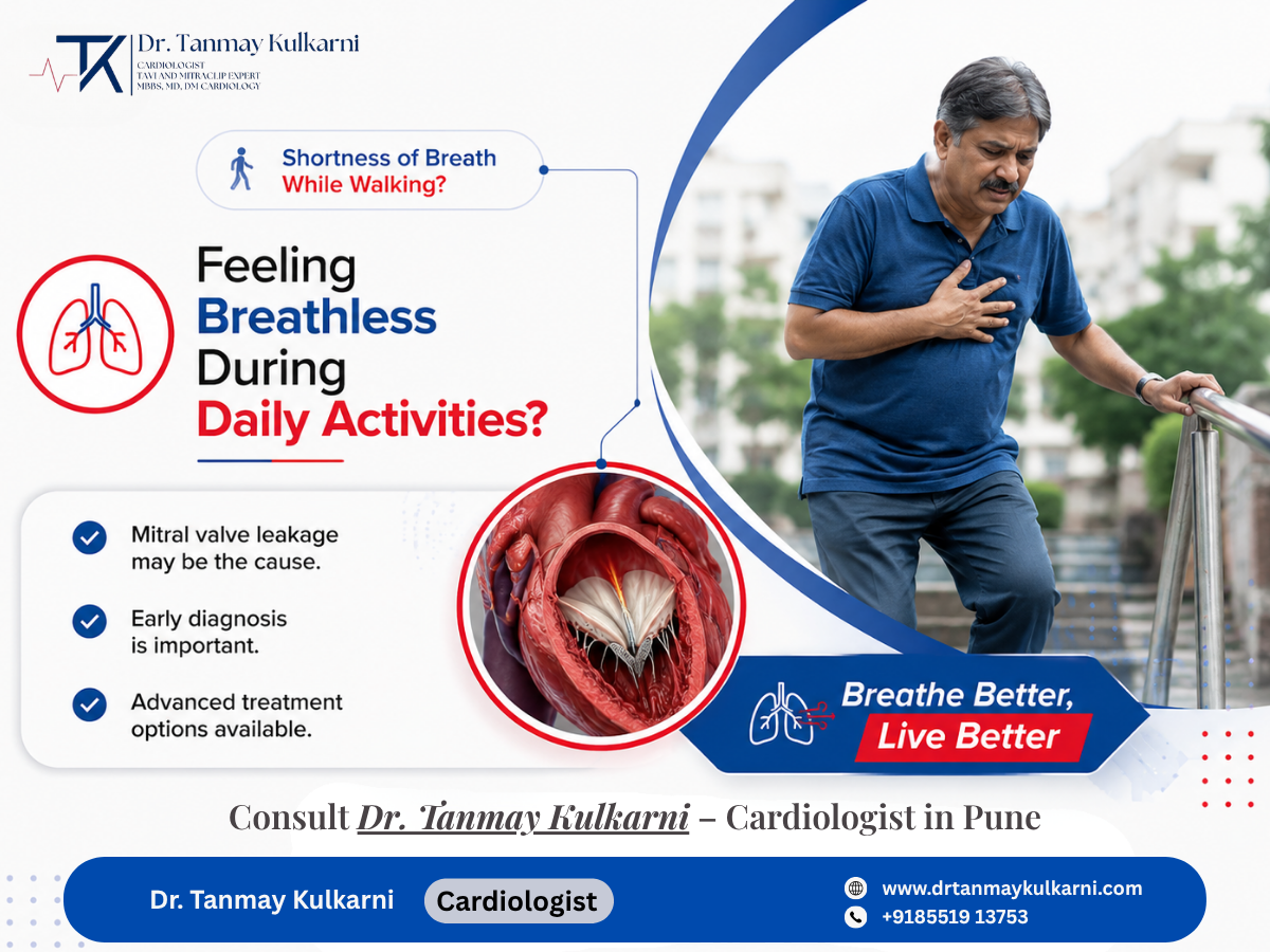 Breathlessness awareness poster with heart valve condition.